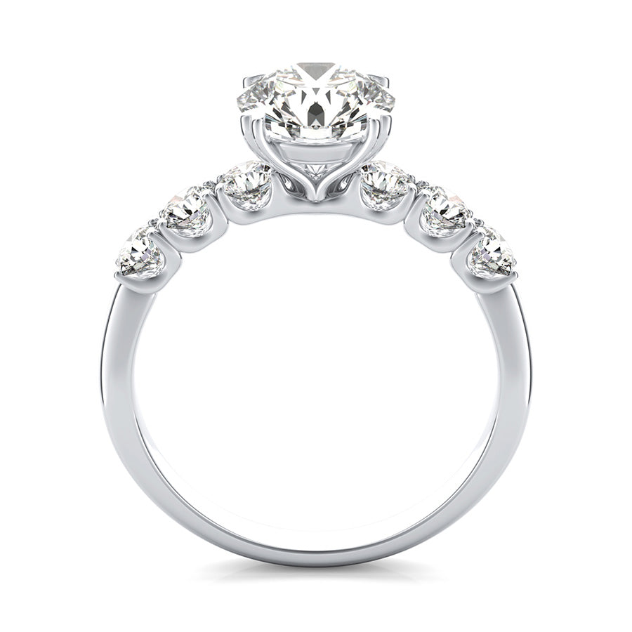 Engagement Ring With Side Stones Set In U Shape Prongs