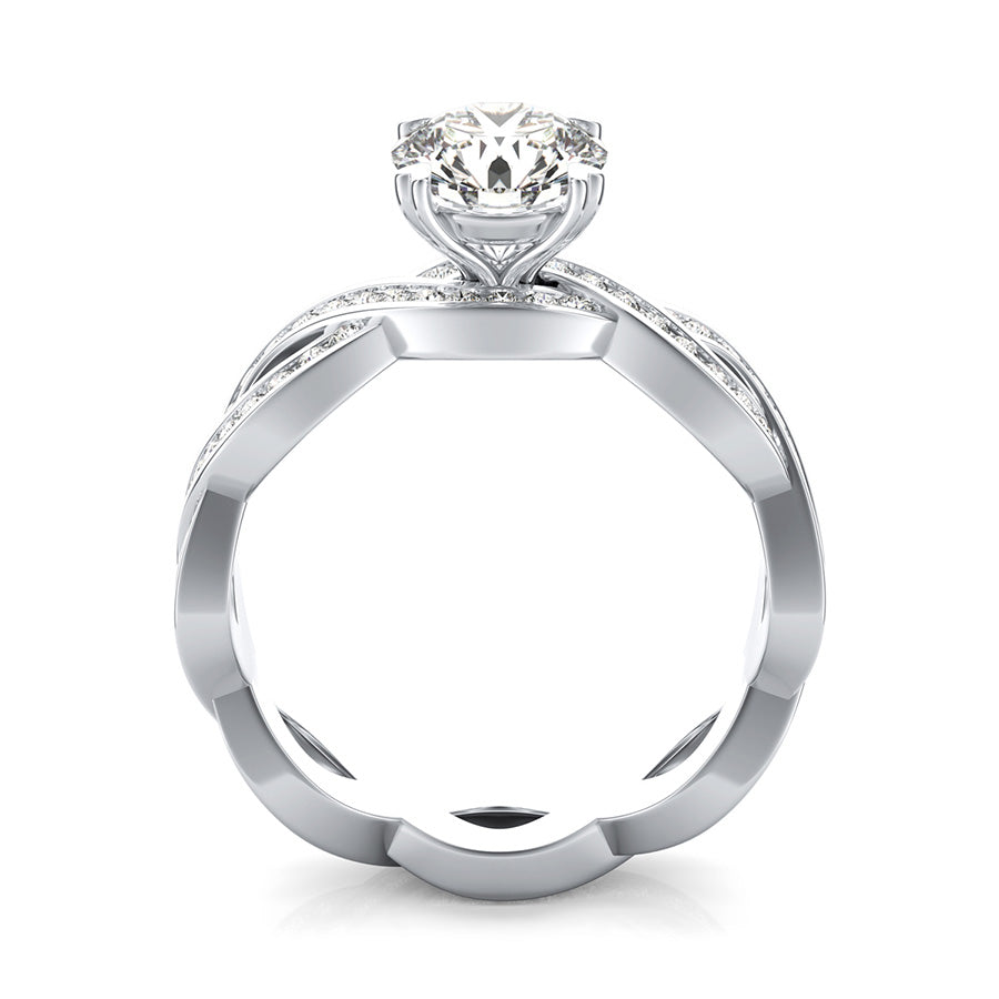 Eternity Infinity Twist Engagement Ring With Channel Set Side Stone