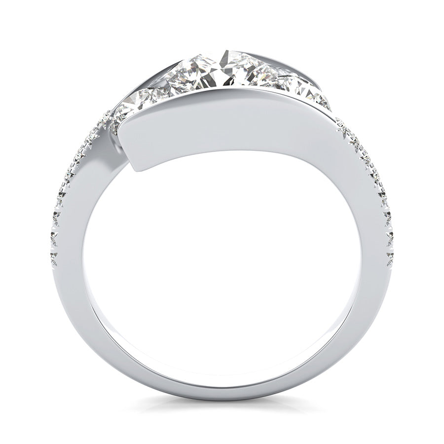 Eluna Tension Set Three Stone Engagement Ring With Accented Side Stones