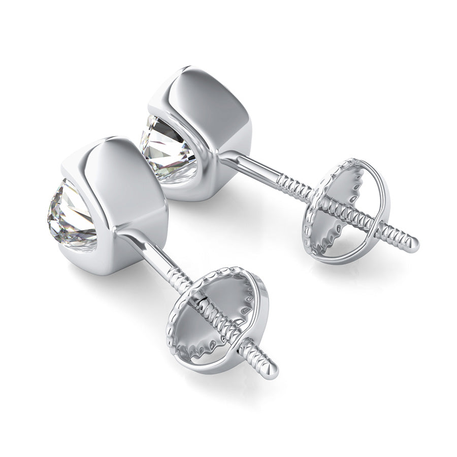 Half Bezel Stud Earrings