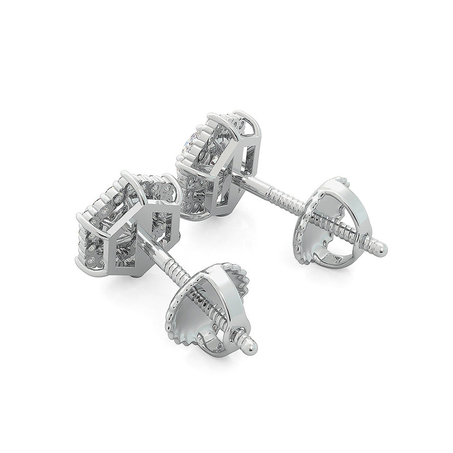 Hexagon Halo Earrings