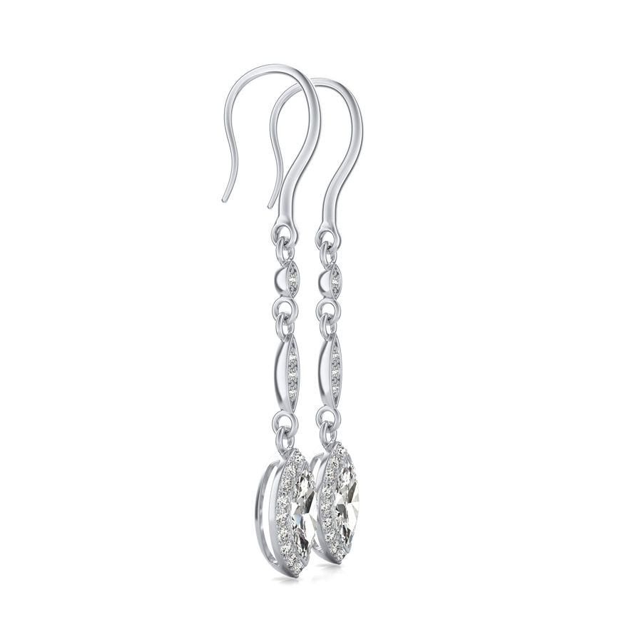 Lever Back Halo Drop Earrings