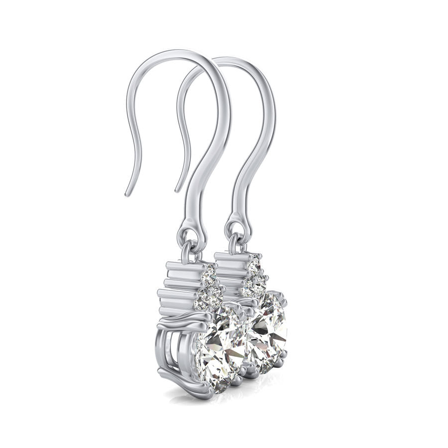 Leverback Solitaire Earrings With Three Stones