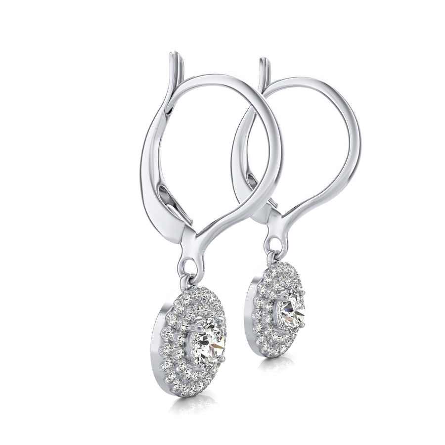 Double Halo Lever Back Earrings