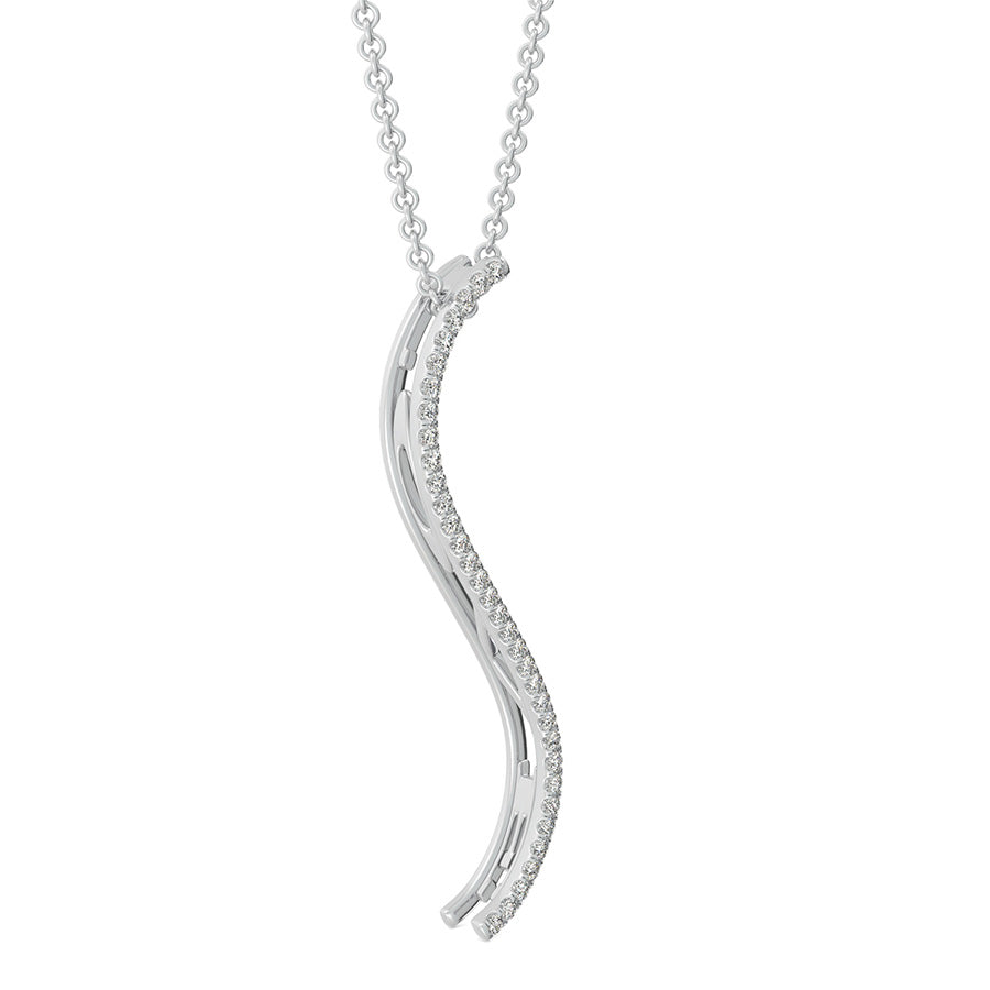 "LOVE" S-Curved Drop Bar Pendant