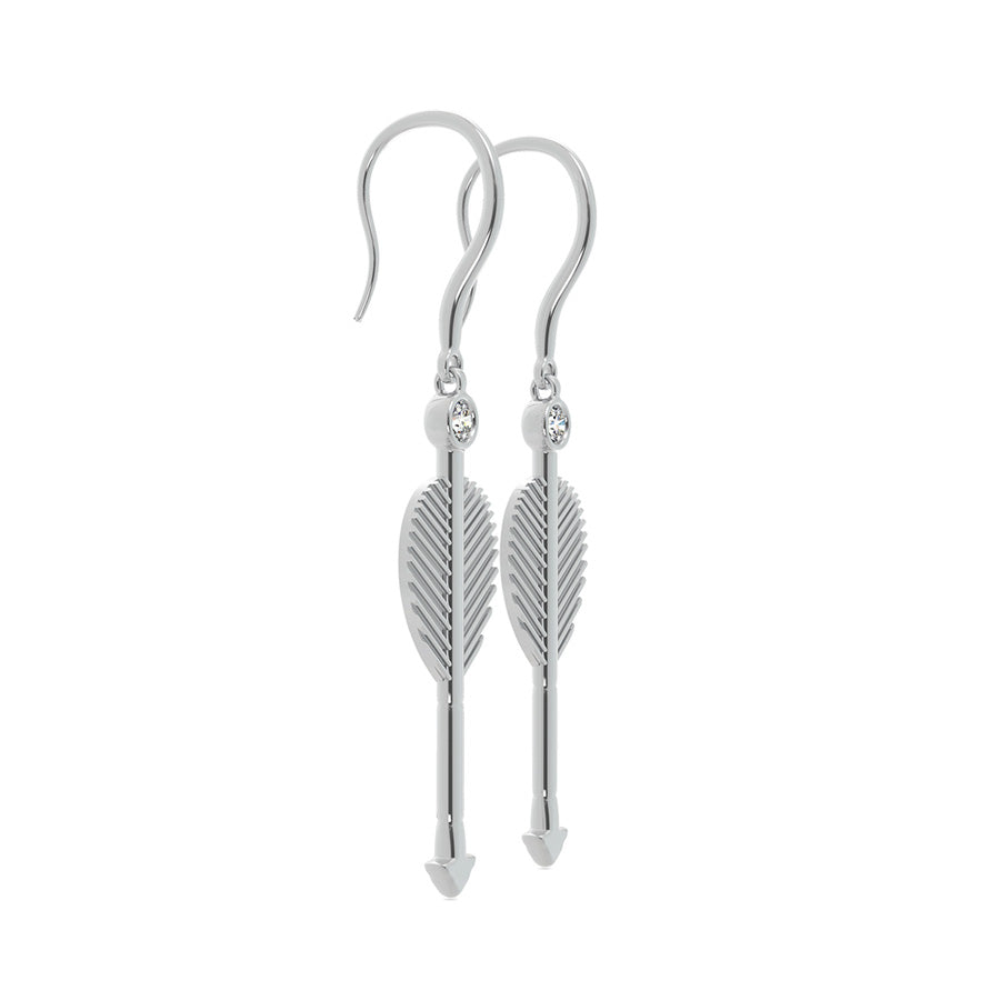 Arow Drop Earrings With Bezel Set Stone