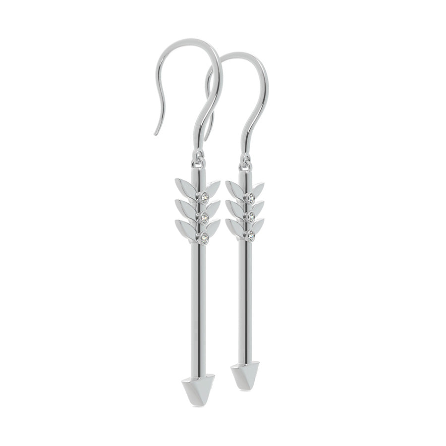 Leaf Arrow Earrings With Bezel Set Stones