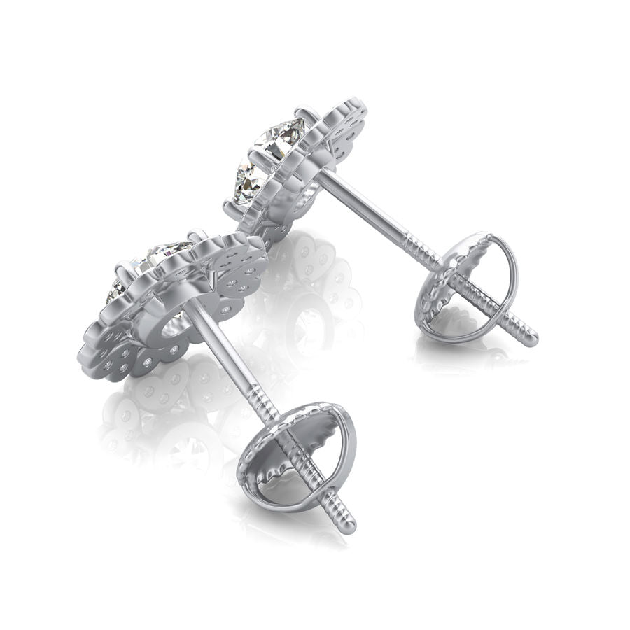 Heart Halo Stud Earrings