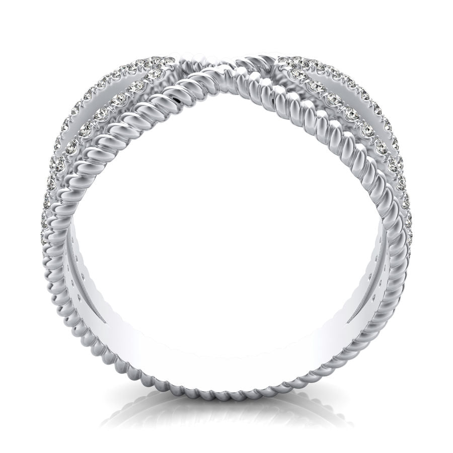 X Shape Twisted Rope Fashion Ring