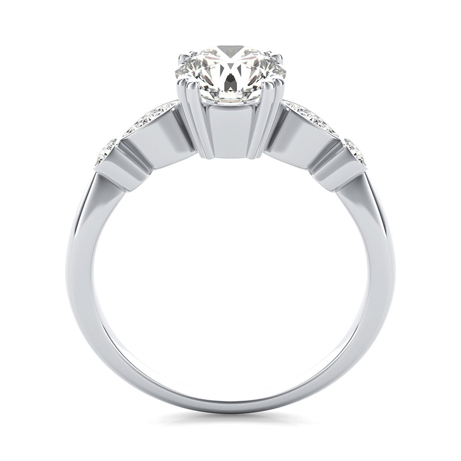 Engagement Ring With Bezel and Pave Set Side Stones