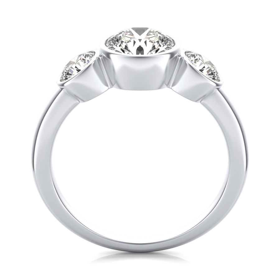 Bezel Three Stone Engagement Ring