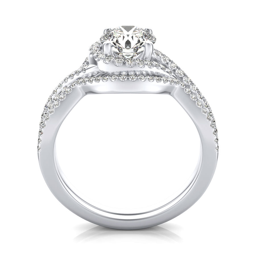 Twist Halo Engagement Ring With Matching Band