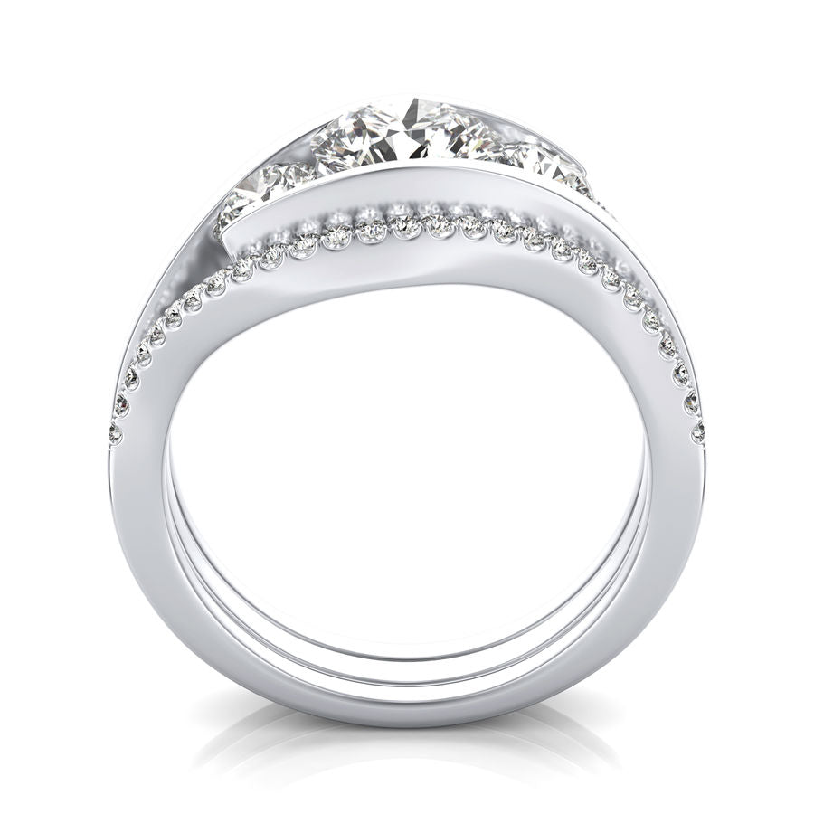 Three Stone Engagement Ring With Matching Band