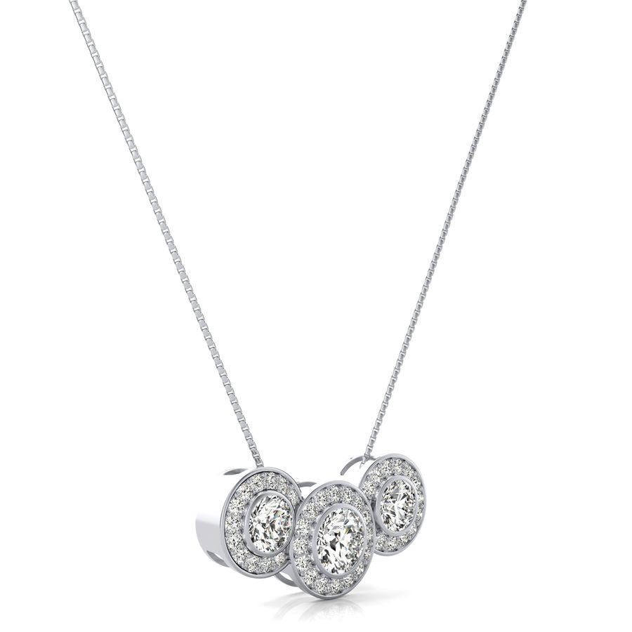 Three Stone Halo Pendant