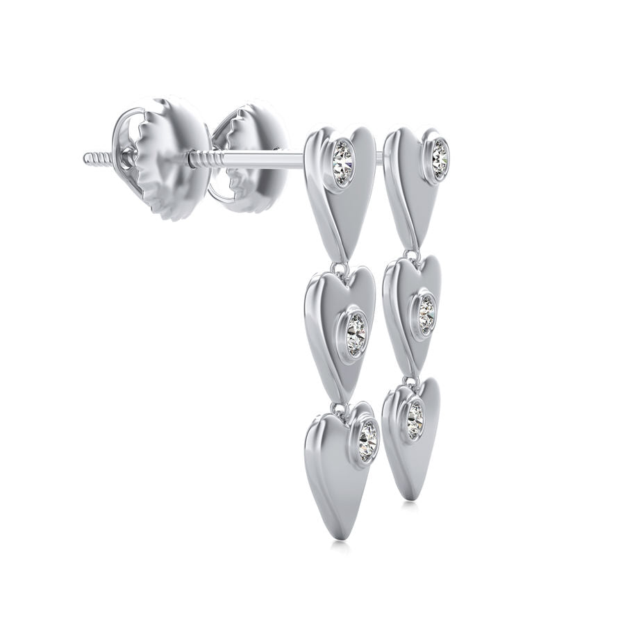 Three Hearts Drop Earrings