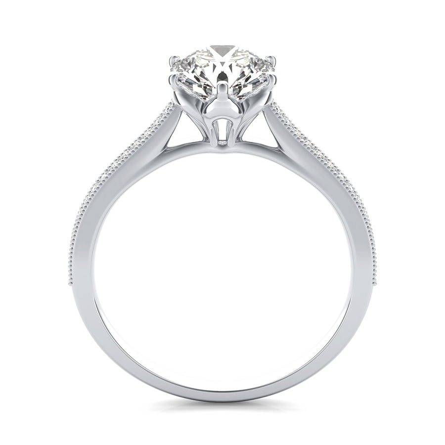Flower Prong  Cathedral Engagement Ring With Milgrain