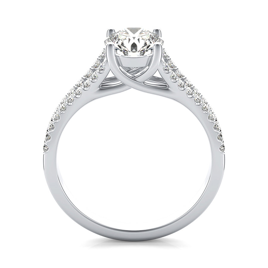 Trellis Split Shank Engagement Ring With Side Stones