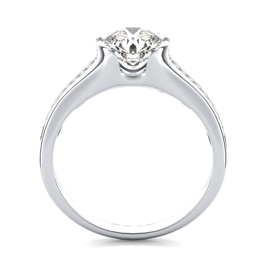 Half Bezel Engagement Ring With Channel Set Side Stones