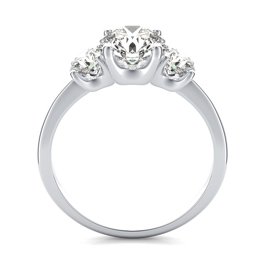 U Shape Three Stone Engagement Ring