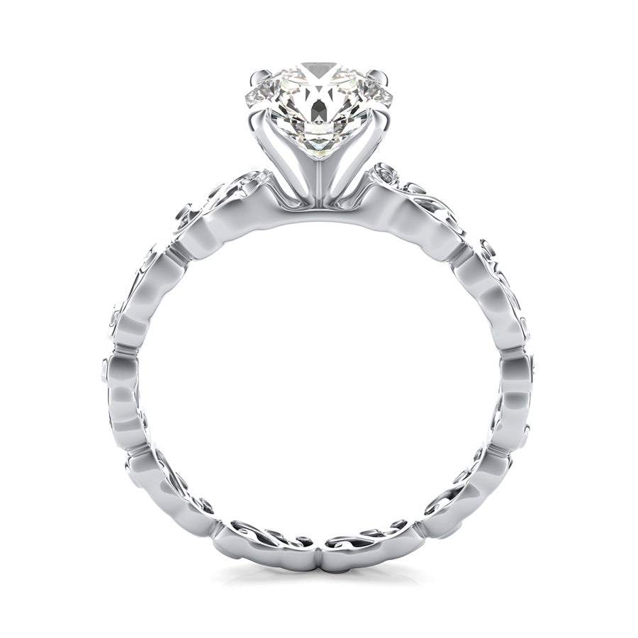 Cut Through Scroll Solitaire Engagement Ring