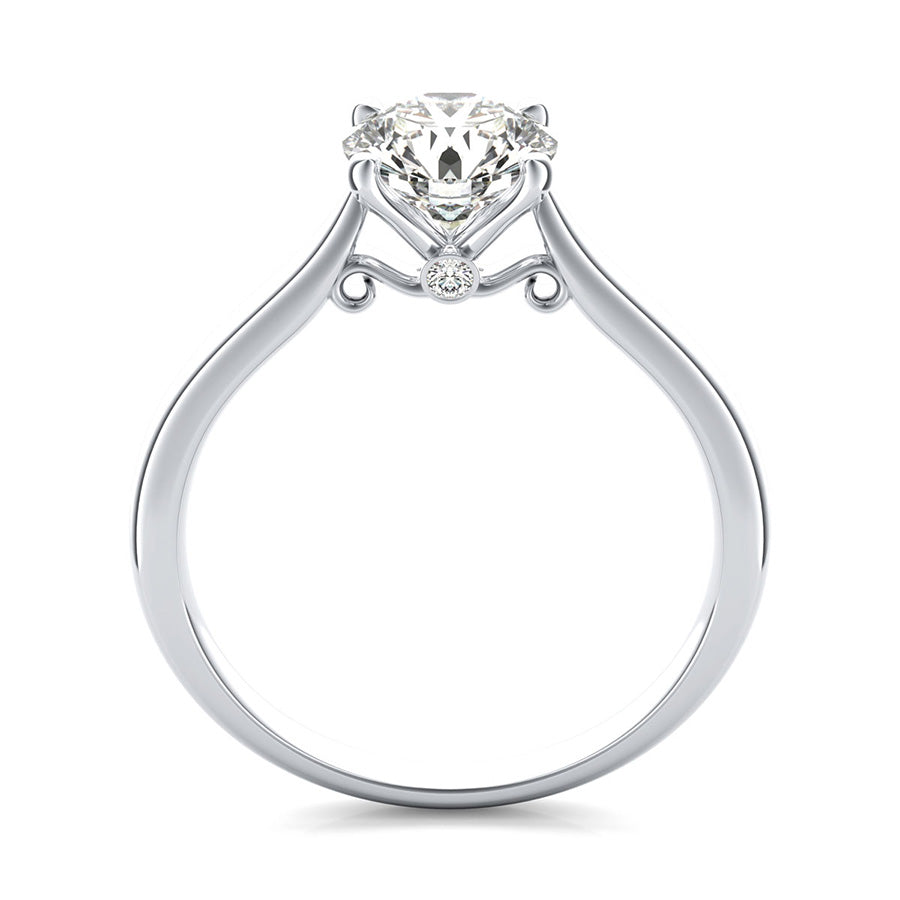 Cathedral Solitaire Engagement Ring With Scroll On The Side