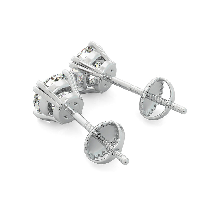 Double Prong Basket Stud Earrings