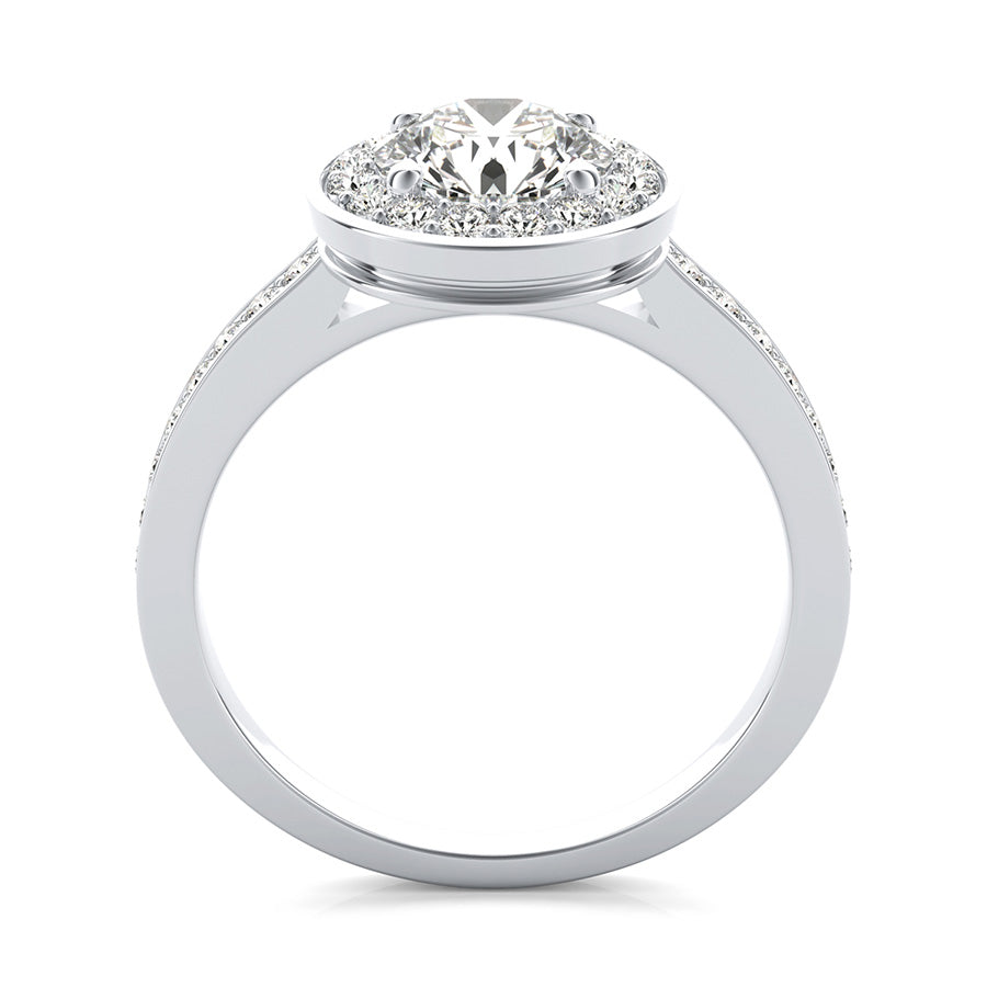 Classic Low Setting Halo Pave Engagement Ring