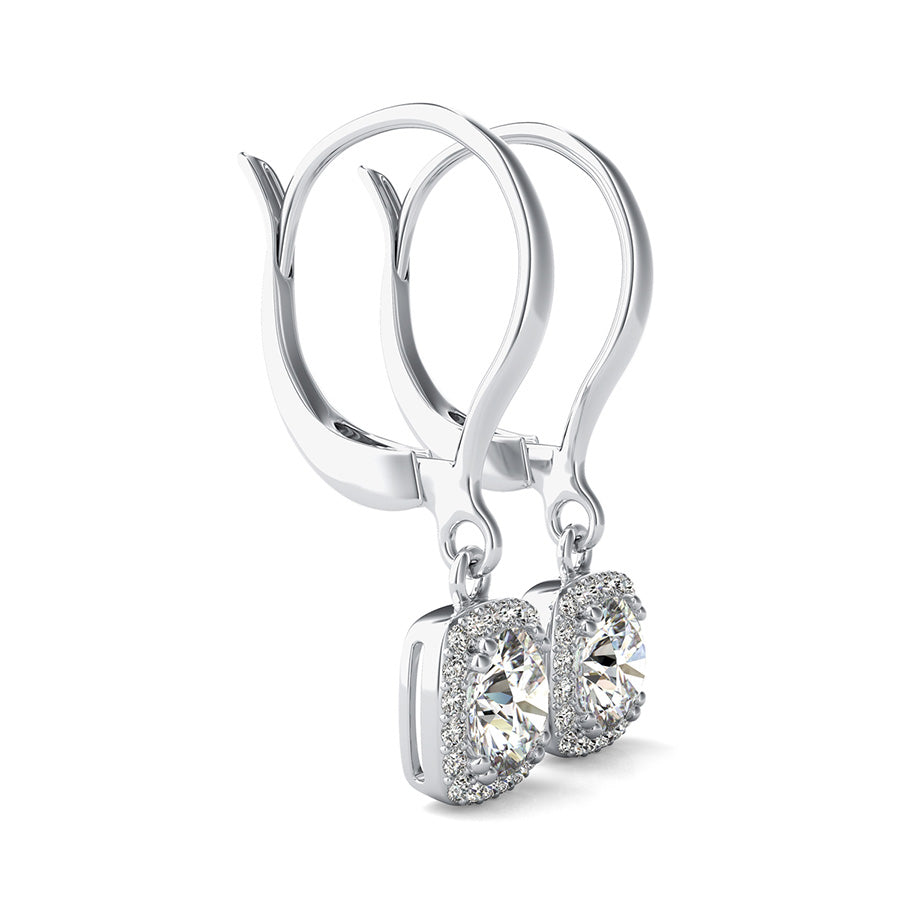 Square Halo Dangling Earrings
