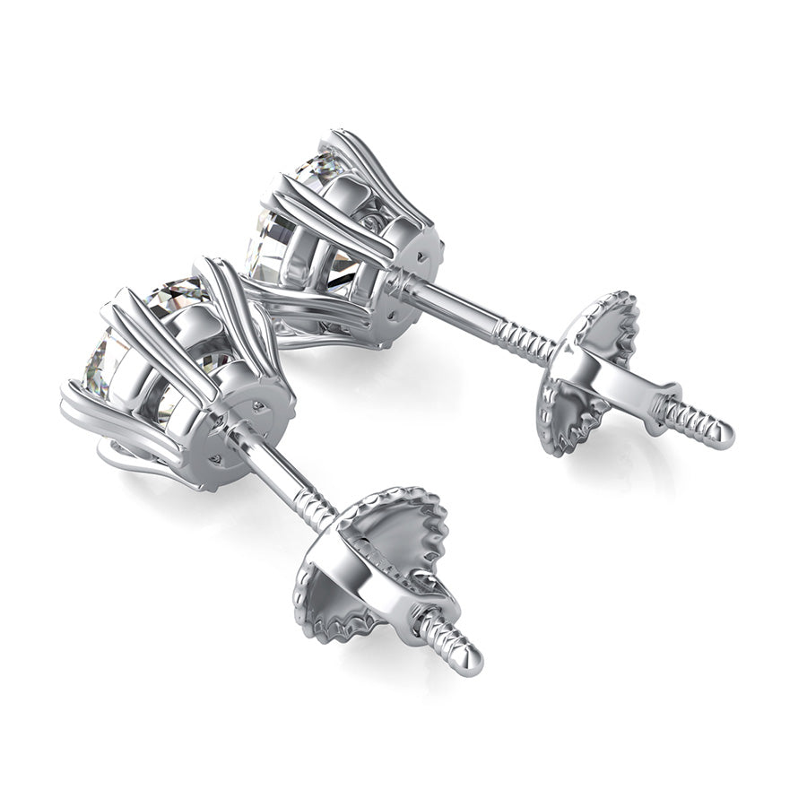 Solitaire Stud Earrings With Heart Shaped Prong