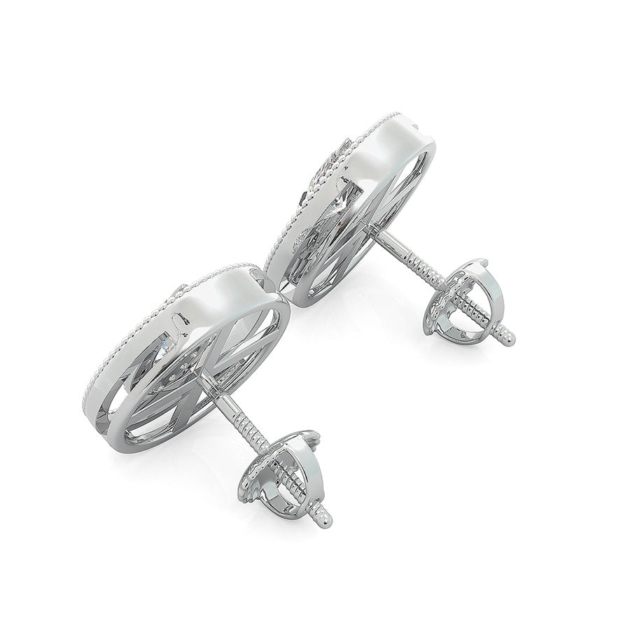 Circle Halo Earrings With Milgrain