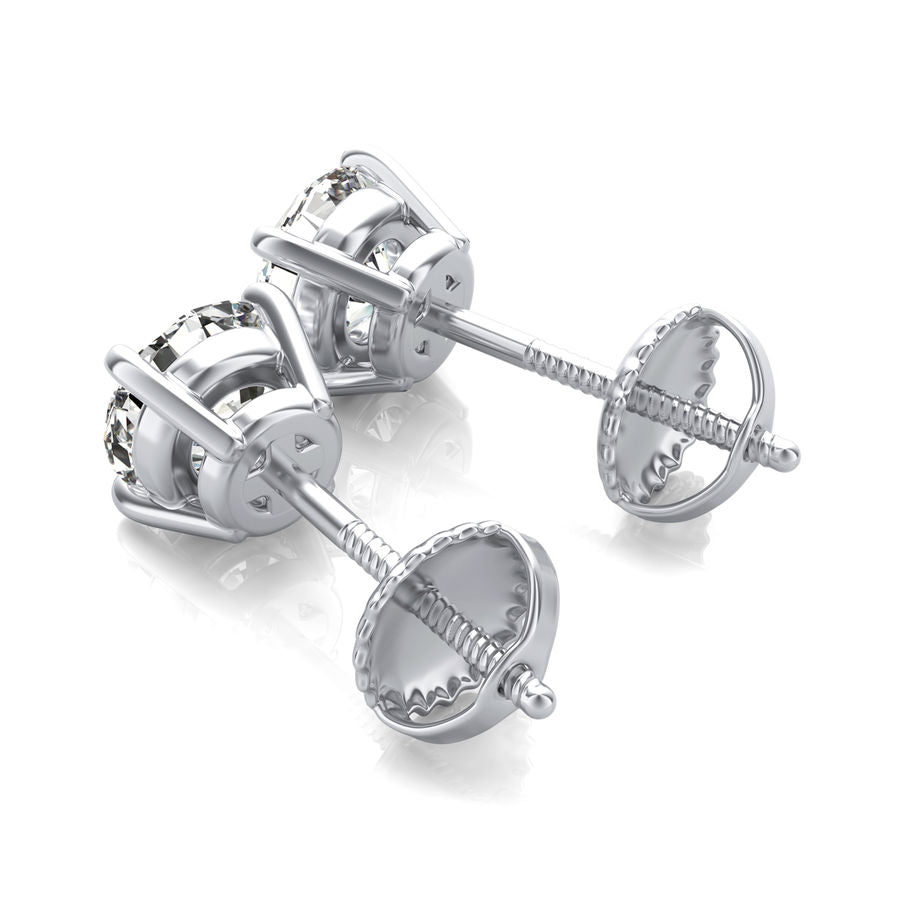 Black Friday Sale, 5.00 ct. Diamond Stud Earring in 14K White Yellow or Rose