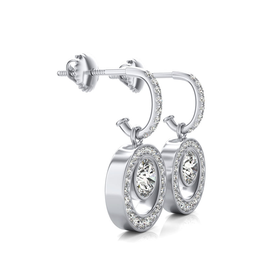 Dropped Halo Bezel Earrings