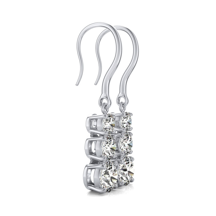 Three Stone Lever Back Earrings