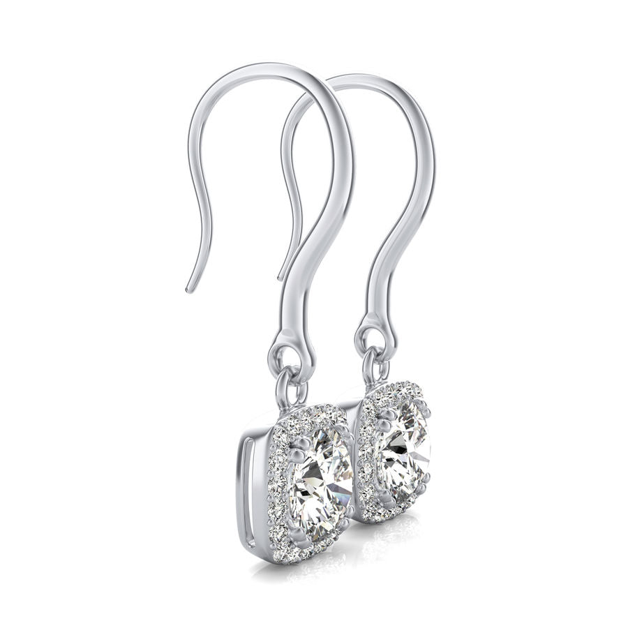 Square Halo Lever Back Earrings