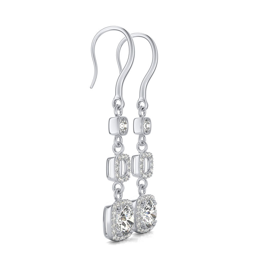 Square Halo Lever Back Earrings