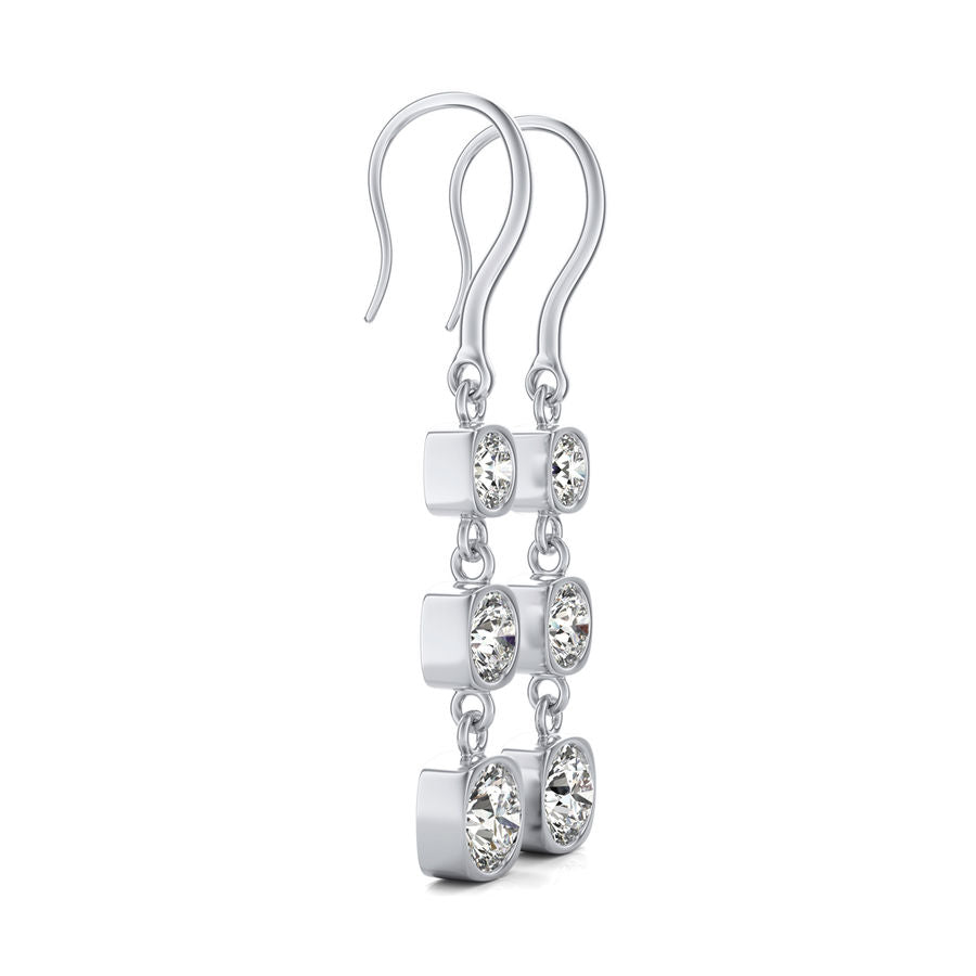 Three Stone Lever Back Earrings