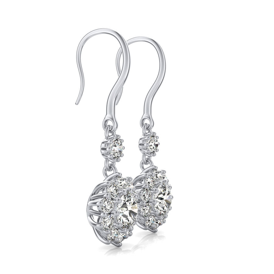 Halo Earrings With Big Side Stone