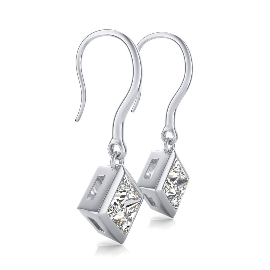 Dropped Bezel Solitaire Earrings