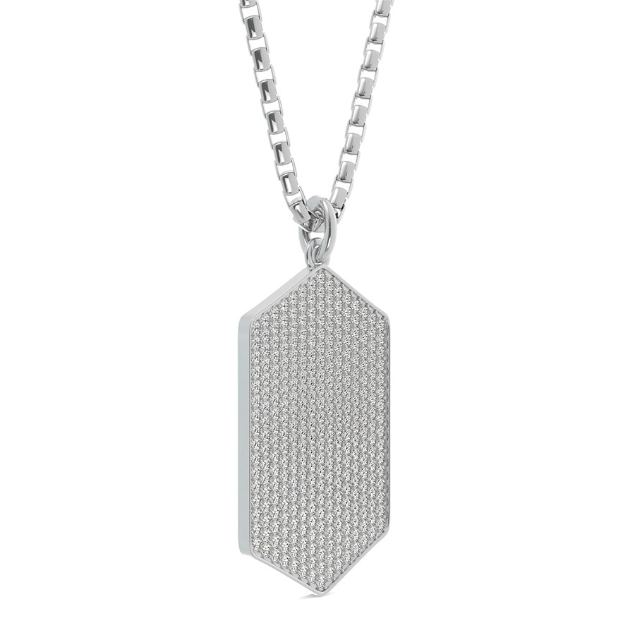 Full Pave Rectangular Hexigon Dog Tag Pendant
