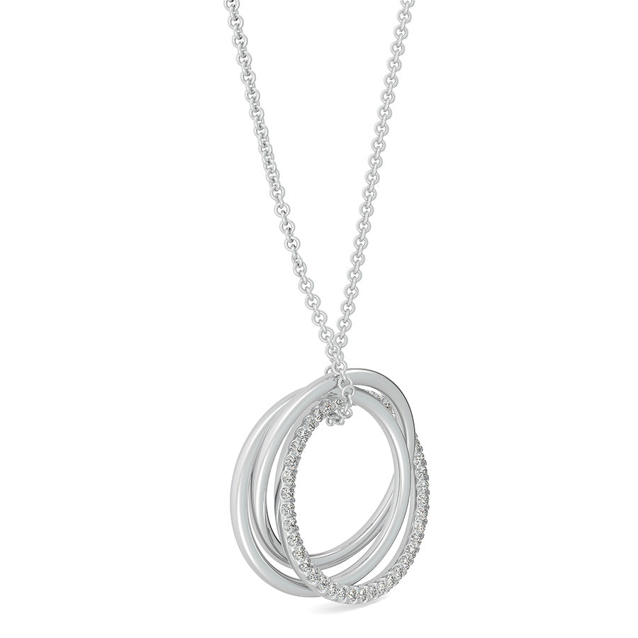 Thri-Circle Interlocking Pendant With Pave Set Stones