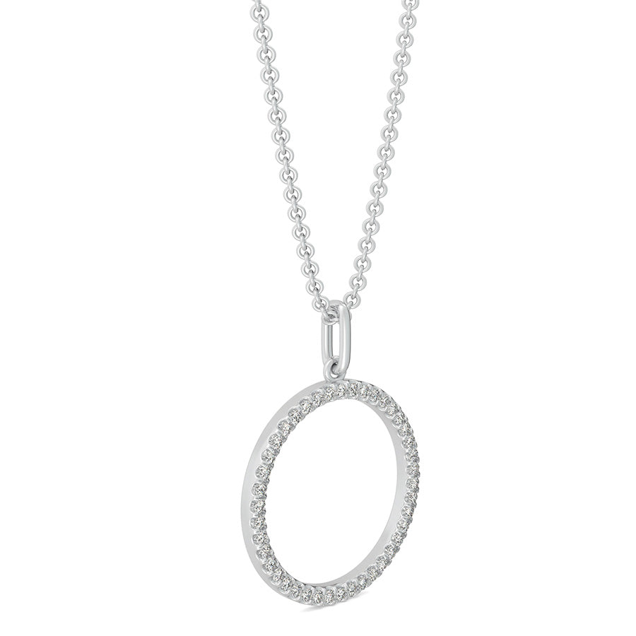 Circle Pendant 3/5 Inch With Pave Set Stones