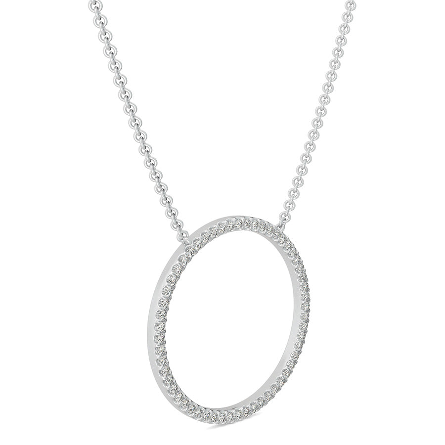 Circle Pendant 7/8 Inch With Pave Set Stones