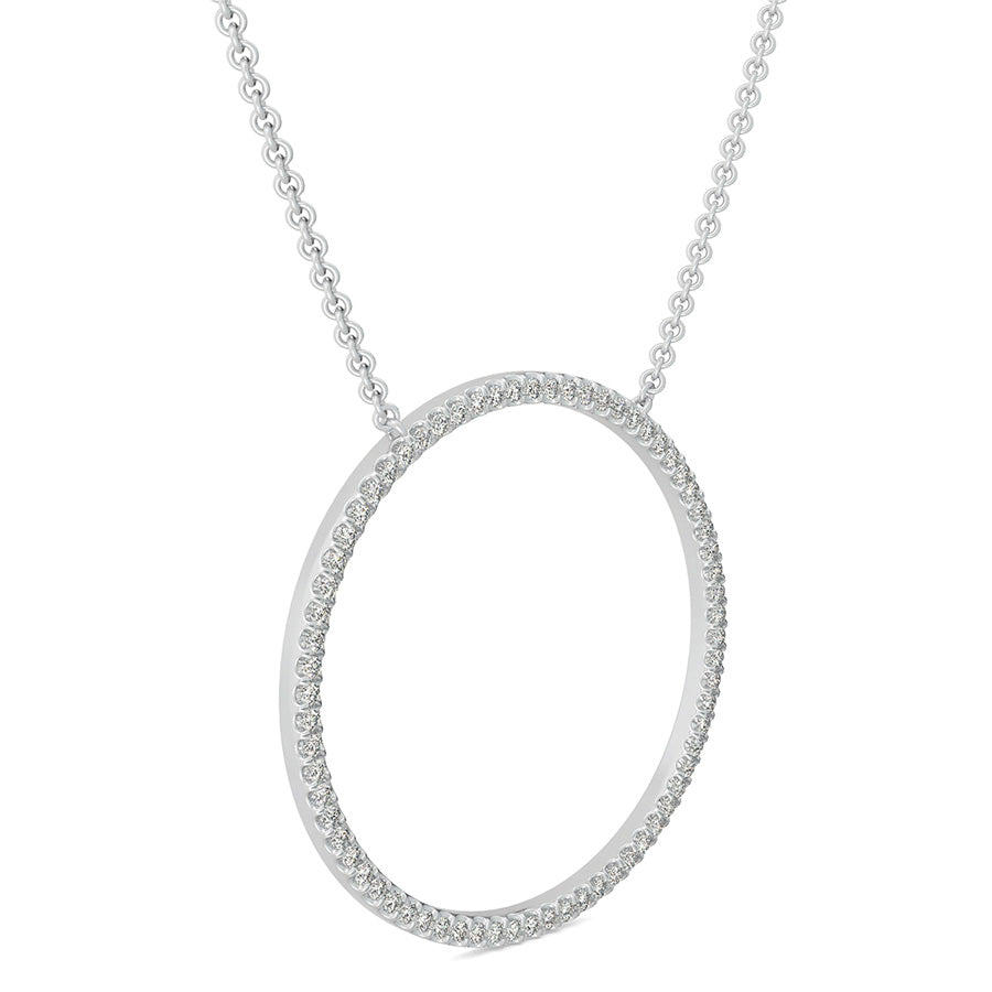 Circle Pendant 1 Inch With Pave Set Stones