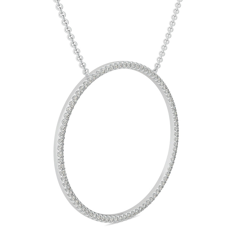 Circle Pendant 1.25 Inch With Pave Set Stones