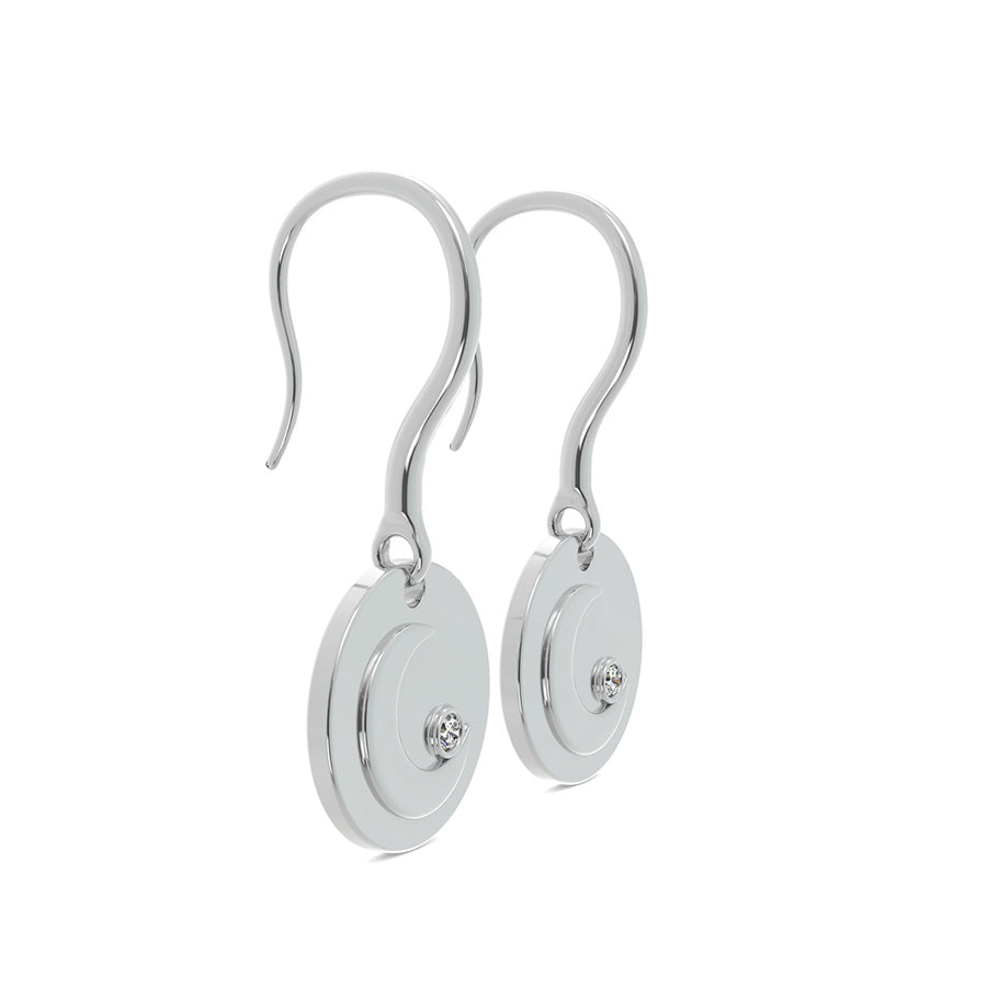Crescent Moon Disc Earrings