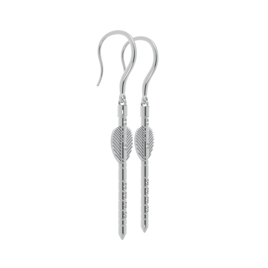 Arrow Drop Earrings With Bezel Set Stones