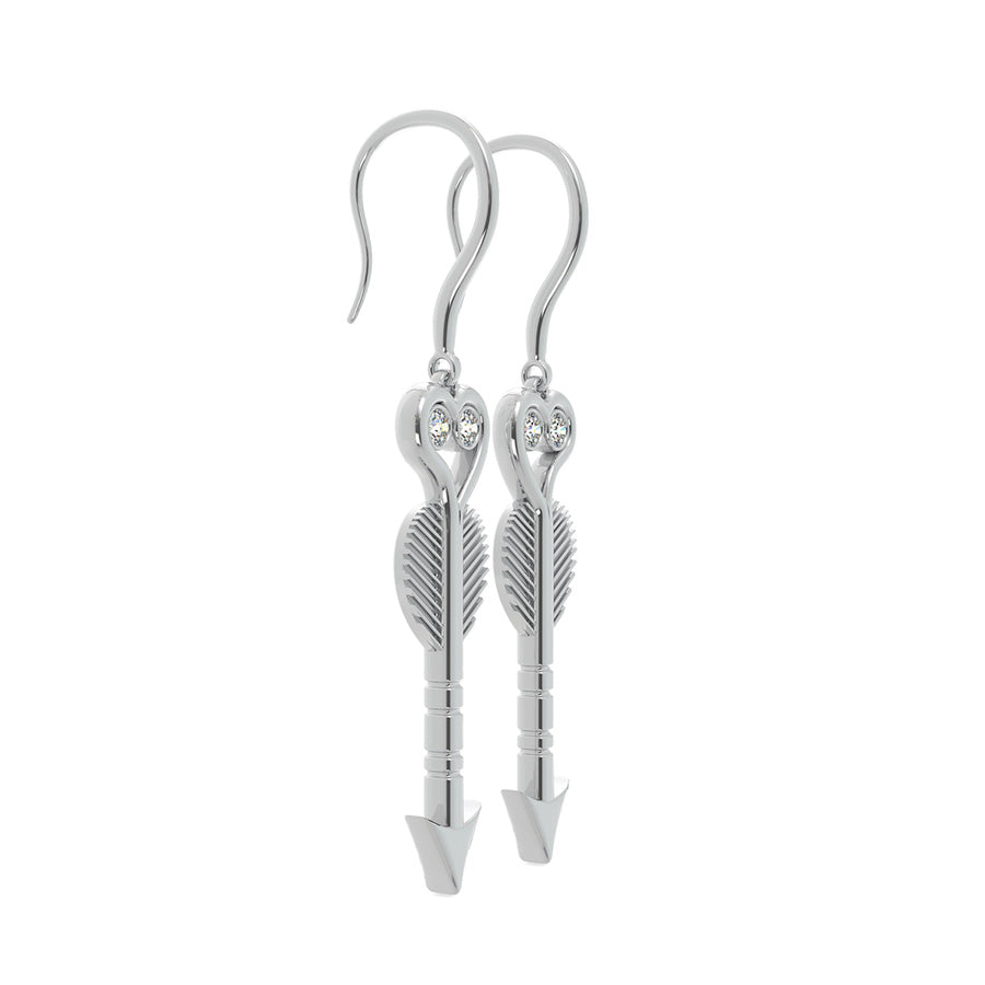 Tribal Arrow Heart Dangling Earrings With Bezel Set Stones