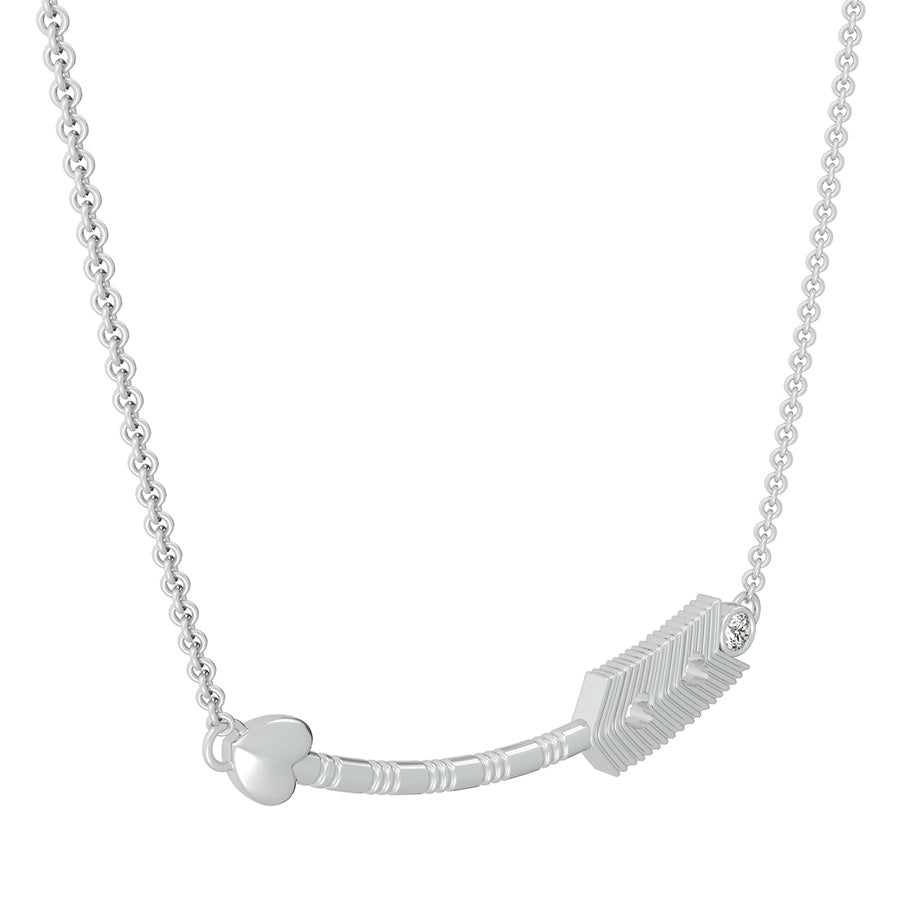 Heart Tribal Curved Arrow Pendant With Bezel Set Stone