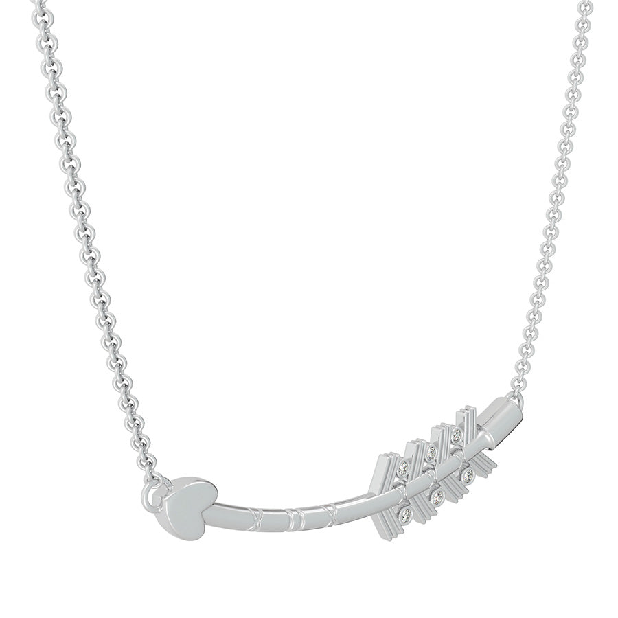 Heart Tribal Curved Arrow Pendant With Bezel Set Stones