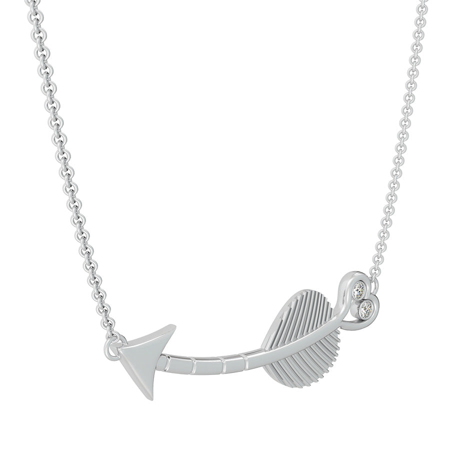 Tribal Heart Curved Arrow Pendant With Bezel Set Stones